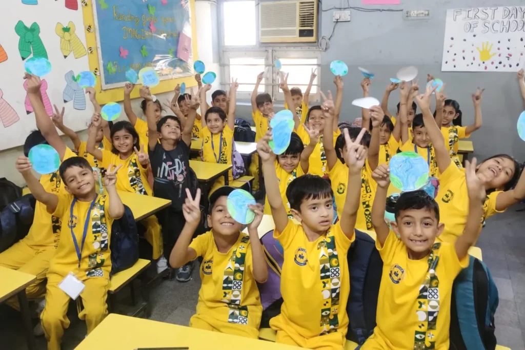 Students enjoying collaborative learning and celebration activities at Rysen School Virat Nagar promoting teamwork, creativity, and confidence building.