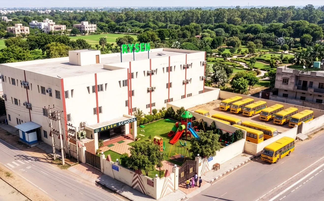 Modern campus view of Rysen School Virat Nagar, one of the best CBSE schools in Bikaner offering experiential learning, smart classrooms, and holistic education for students.