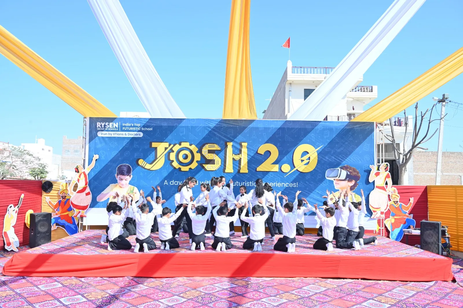 Students enthusiastically participating in innovation, creativity, and hands-on learning activities at JOSH 2.0 event.