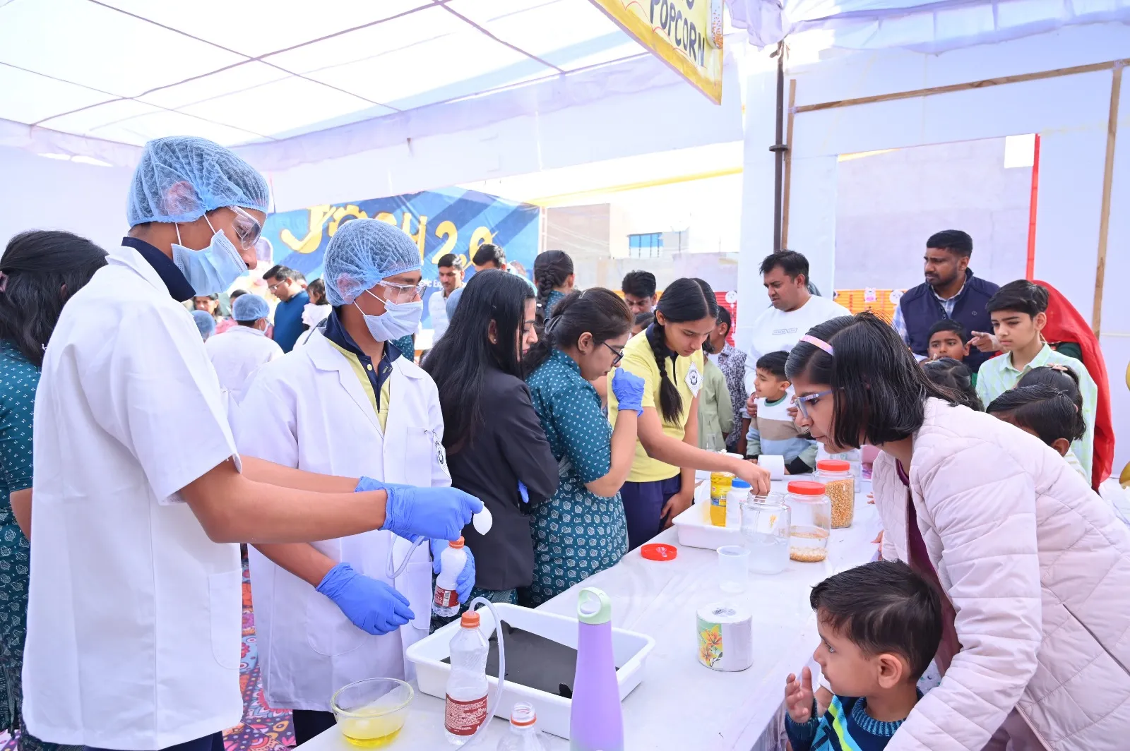 STEM-focused science learning activity and student demonstrations at JOSH 2.0 experiential learning event in Bikaner.