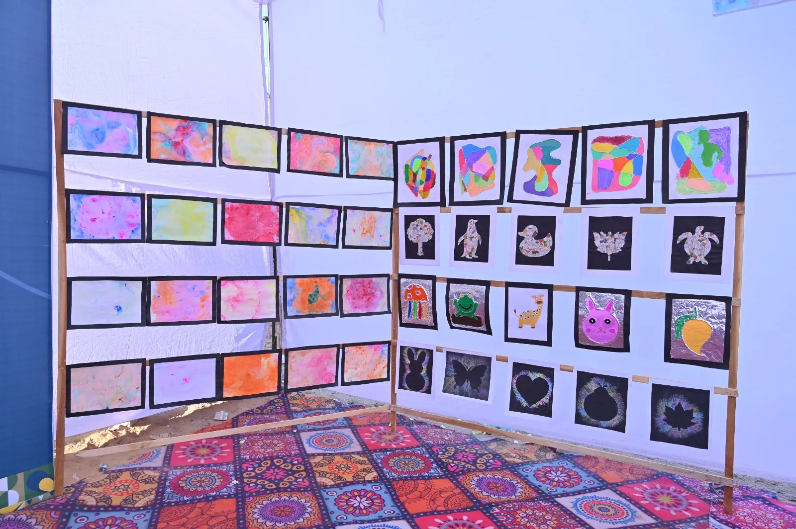 Creative artwork and innovation display by students at JOSH 2.0 event at Rysen School Bikaner promoting imagination and experiential learning.